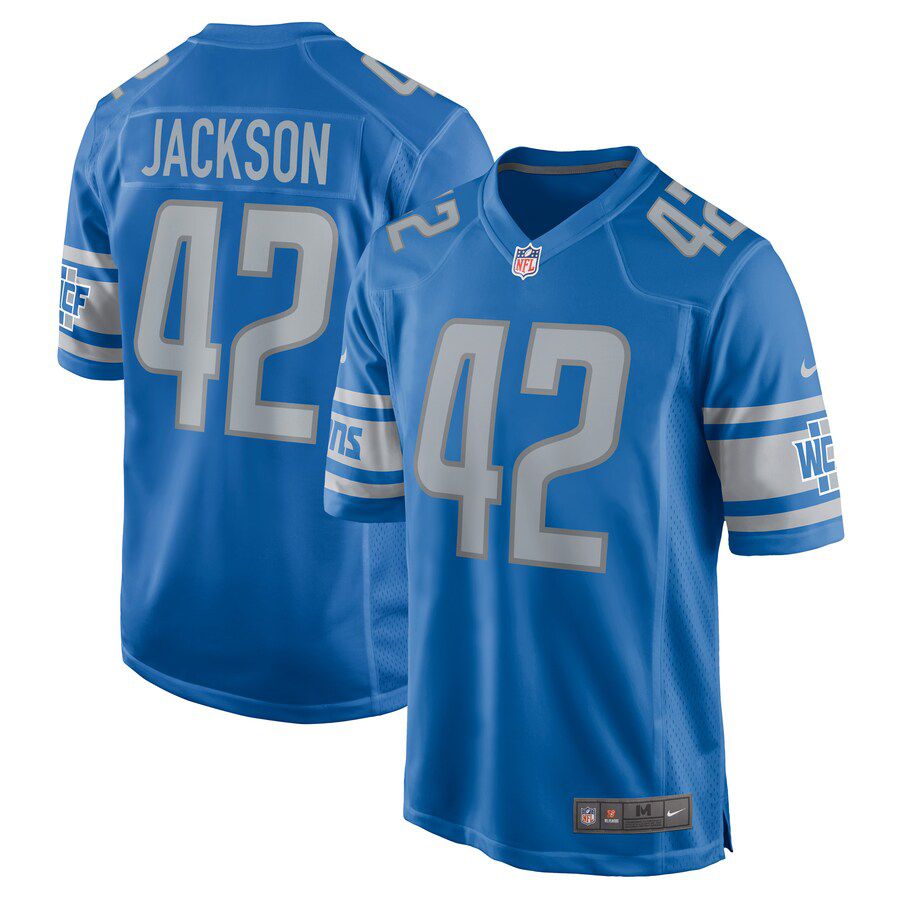 Men Detroit Lions #42 Justin Jackson Nike Blue Player Game NFL Jersey